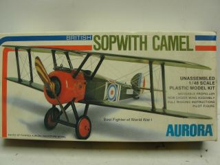 Vintage 1/48 Aurora British Sopwith Camel Model Kit 751 ©1978