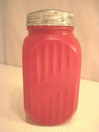 Vintage Red Sugar Or Flour Shaker 5 " Tall Part Of Range Set - Very Good Cond