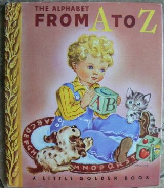 Vintage Little Golden Book The Alphabet From A To Z W/dust Jacket