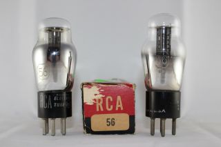 Matched Pair Rca Type 56 Black Plate Test Very Strong 98 - 100 Nos