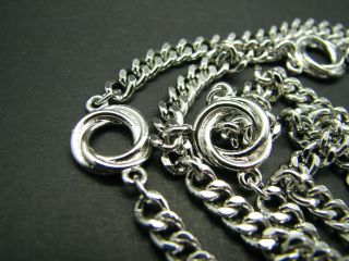 Monet Vintage Silver Tone Chain Necklace Swirl Open Circles Station Flapper 55 "