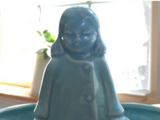 Vintage Aqua Double Planter,  Asian Girl,  Cameron Clay Products