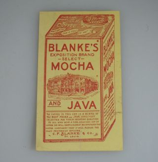 Antique Vintage St Louis Coffee Advertising Label,  Blanke’s Mocha & Java 54375