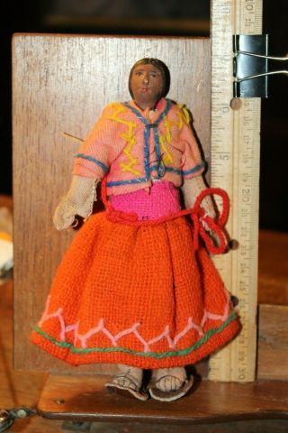 Antique Handmade Native American Doll Composition Head Cloth Body