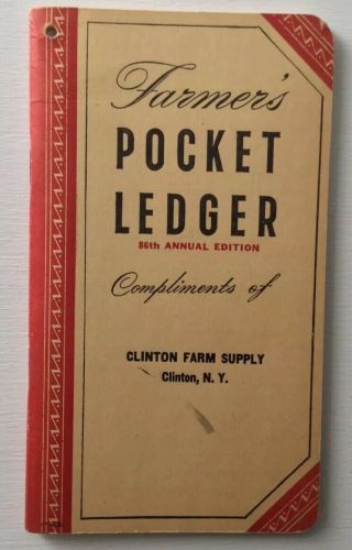 Vintage 1952 John Deere Farmer’s Pocket Ledger Clinton,  N.  Y.