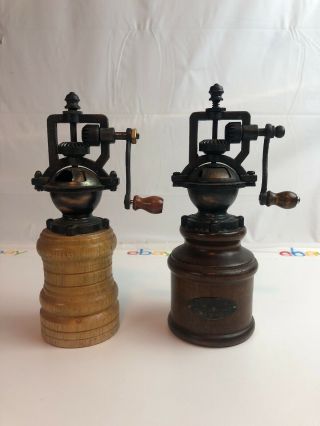 Vintage Style Pepper Mill Grinder,  Brass And Wood