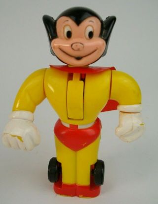 Vtg 1982 Mighty Mouse Transformer Wind Up Figure Toy By Takara Cool