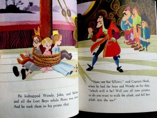 DISNEY ' S PETER PAN & WENDY Vintage Childrens Little Golden Book 1st Ed 3