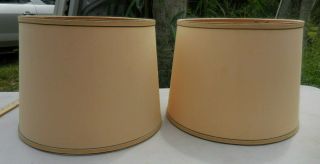 Pair Vintage Mid Century Round Barrel Lamp Shades 10 " X 11.  5 " X 13.  5 "