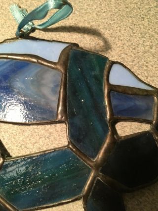 Vintage Old Stained Glass Fish Suncatcher B 3
