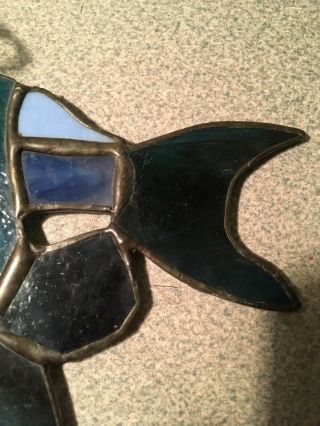 Vintage Old Stained Glass Fish Suncatcher B 4