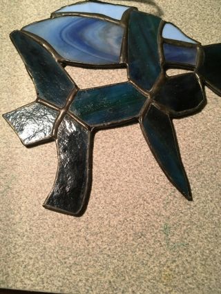 Vintage Old Stained Glass Fish Suncatcher B 5