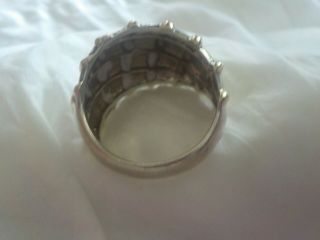 VINTAGE 925 STERLING SILVER RING WITH GOLD TONE PATTERN SIGNED GPT SIZE 8.  75 3
