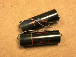 2 Nos Vintage Sprague Black Beauty 1.  0 Uf 200v Capacitors Amp Caps Test Good 1