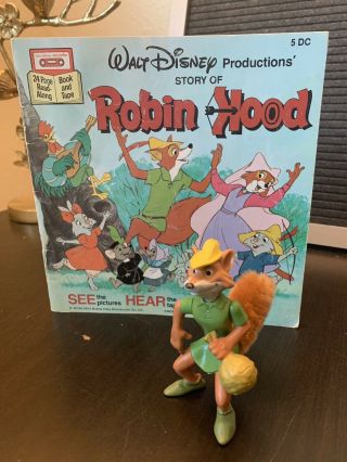 Disney Robin Hood Book And Figure Vintage 1973 Read Along Missing Cassette