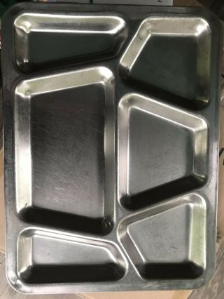 Vintage Food Serving Tray Stainless Steel Metal Lunch Dinner Boot Camp Plate