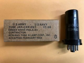 2 - Ken - Rad Jan - Ckr - 6n7 Vt - 96 Vintage Tubes Us Army - Us Navy 1944 Wwii 6n7 Nos