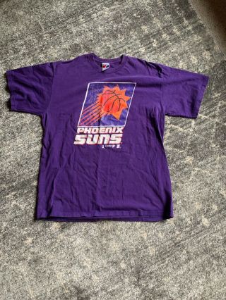 Vintage 90s Phoenix Suns Big Logo Purple T - Shirt Mens Xl