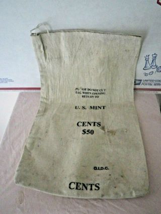 3 Vintage U.  S.  Canvas Money Bags Quarters & Cents 4