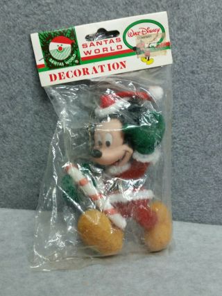 Vintage Walt Disney Mickey Mouse Flocked Christmas Ornament