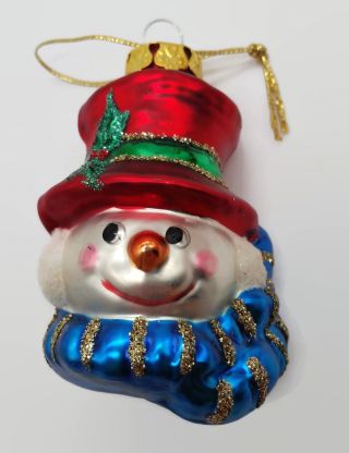Vintage Mercury Glass Glitter Snowman Christmas Holiday Decor Ornament