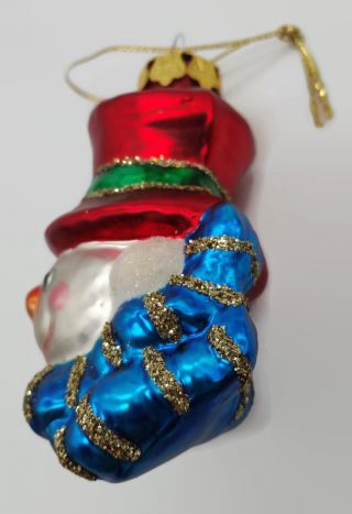 Vintage Mercury Glass Glitter Snowman Christmas Holiday Decor Ornament 2