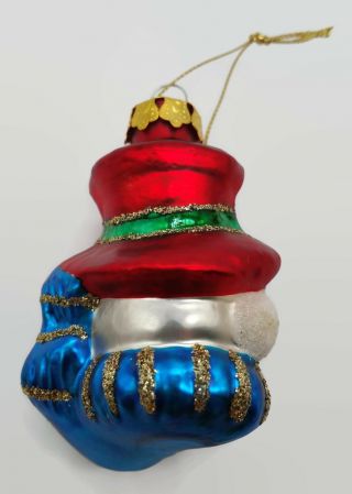 Vintage Mercury Glass Glitter Snowman Christmas Holiday Decor Ornament 3