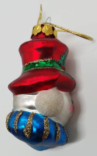 Vintage Mercury Glass Glitter Snowman Christmas Holiday Decor Ornament 4