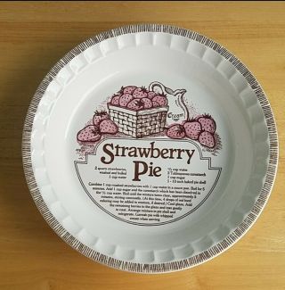 Vtg Royal China By Jeannette Strawberry Pie 11 " Deep Dish Pie Plate With Recipe