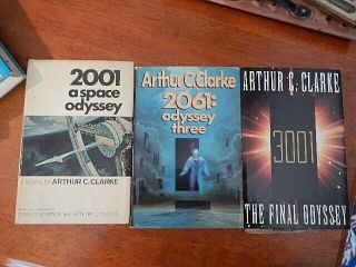 3 Arthur C.  Clarke 2001 A Space Odyssey 2061 3001 Final Odyssey Hc Dj Bce