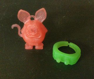 Vintage Hot Pink Rat Fink Charm With Double Ring Hole And Ring Ed Roth Figure