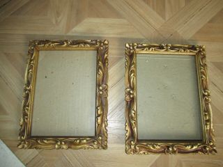 2 Vintage Mcm Ornate Picture Frame Brushed Gold Composite 5x7 Photo Opening