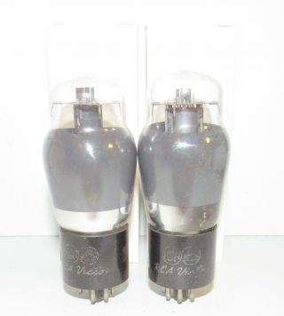 Identical Pair Rca Victor 6f6g Smoked Glass Amplifier Tubes.  Tv - 7 Test Nos.