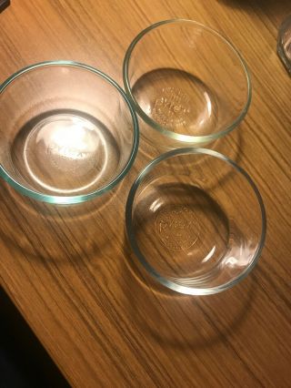 Vintage Set Of 3 Pyrex 7202 Cup Round Clear Glass Storage Bowl 236ml