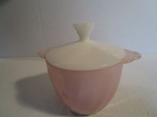 Vintage Fire King Pink Swirl Sugar Bowl With Milkglass Lid Pink Anchorglass