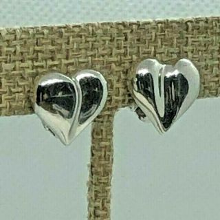 Vintage Avon Puffy Heart Silver Tone Clip On Earrings Love Romance
