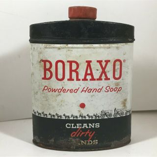Vintage Boraxo Tin Powdered Hand Soap 20 Mule 8 Oz Near Full