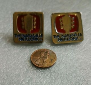 2 Vintage THE NASHVILLE NETWORK Guitar Lapel Hat Souvenir Pins 3