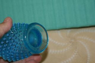 VINTAGE FENTON GLASS AQUAMARINE BLUE OPALESCENT HOBNAIL SMALL VASE 4 