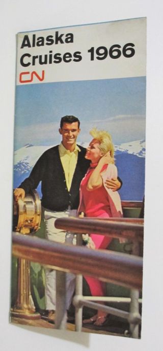 Vintage 1966 Canadian National Railway Cn Alaska Cruises Brochure Schedule