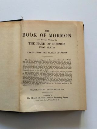 The Book Of Mormon Translated By Joseph Smith Jr 1924