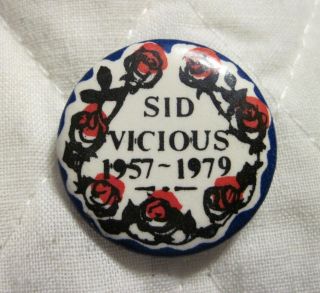 Vintage Sid Vicious Memorial Pin Button Pinback 1957 - 1979