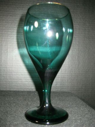 Vintage Libbey Teal Green Wine /Water Goblet Glasses W/ Gold Rim Edge 7 