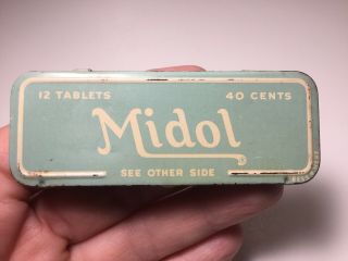 Vintage Midol Tablets Advertising Medicine Tin