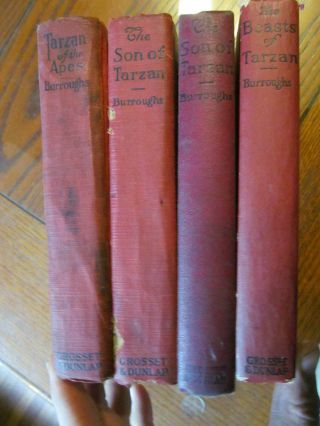 Tarzan Of The Apes Burroughs Son Beasts 1917 4 Titles Old Vintage Books