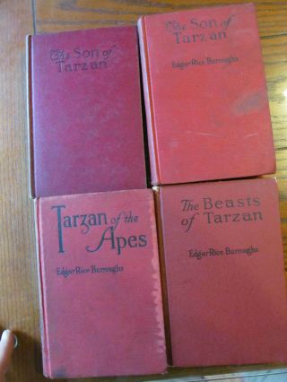 Tarzan of the Apes Burroughs Son Beasts 1917 4 titles old vintage books 2