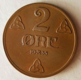 1935 Norway 2 Ore - Coin - - Premium Vintage Bin 4