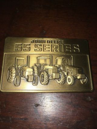 Vintage Brass John Deere 55 Series Belt Buckle Take The Advantage Ex Con 1987