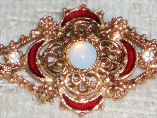 Dazzling Vintage Costume Jewelry Brooch Marked Florenza Opal & Rhinestones