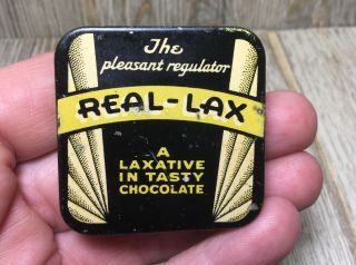 Vintage Real - Lax Tasty Chocolate Laxative Advertising Medicine Tin